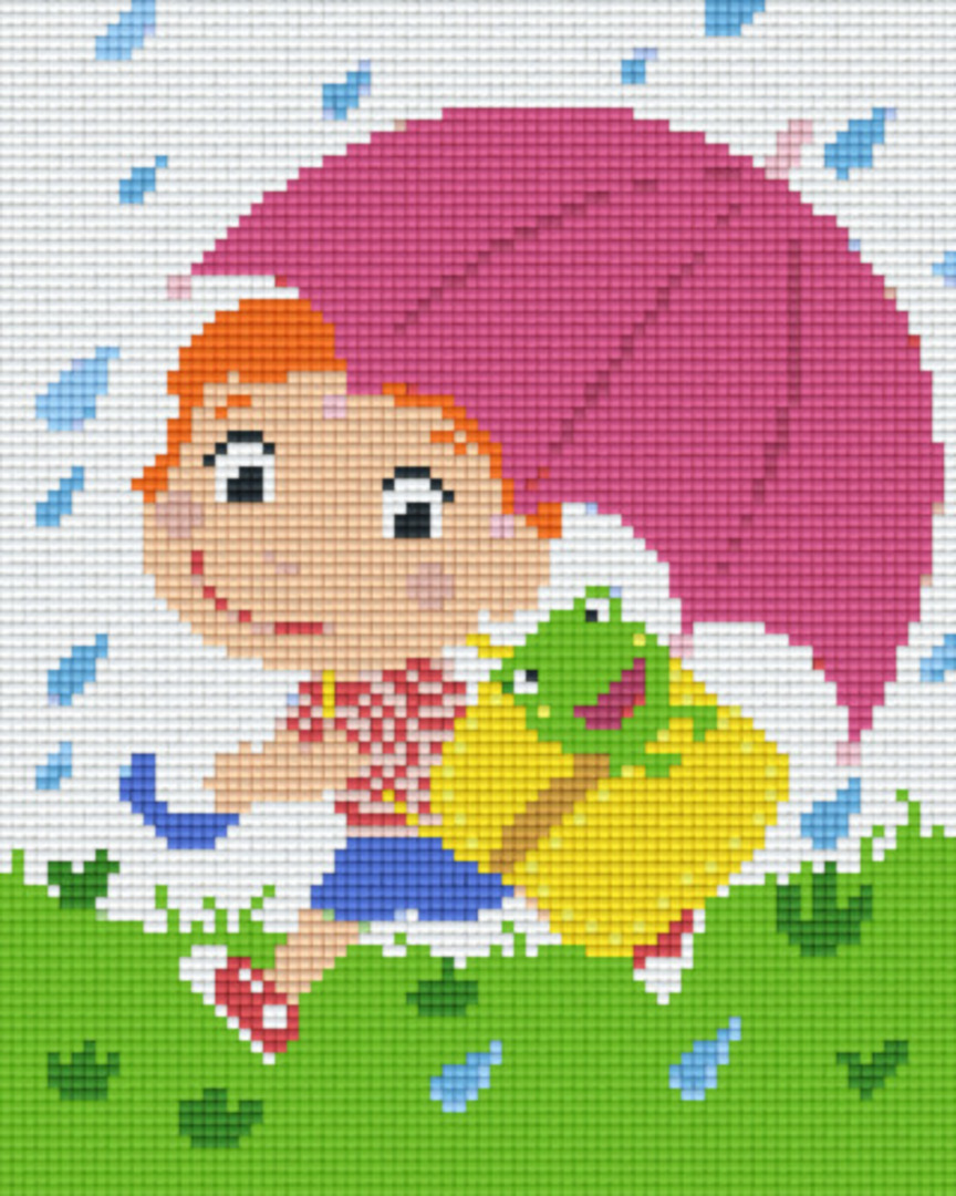 Girl In The Rain With An Umbrella Four [4] Baseplatge PixelHobby Mini-mosaic Art Kit image 0